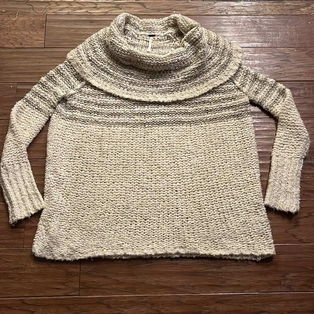 Free People Engineered Stripe Cowl Neck Sweater Size M